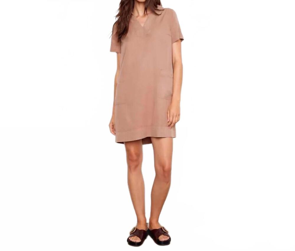 NEW CHARLIE B collared v neck short sleeve tencel dress in desert